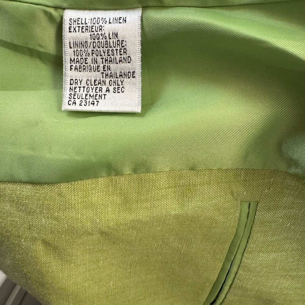 Talbots Lime Green Irish Linen Jacket Classic Size 8 - Picture 5 of 7